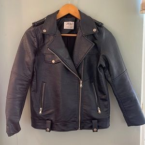 Zara Kids Blue Faux Leather Jacket - Size 11-12
